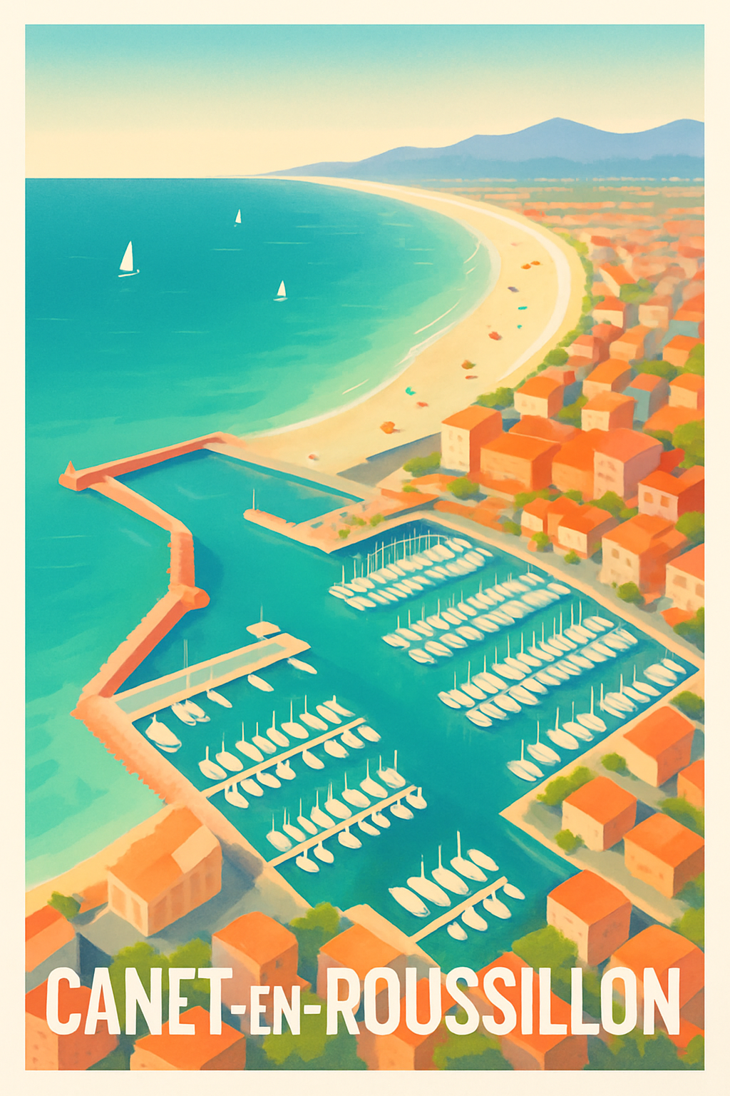 Affiche Canet-en-Roussillon — Havre de paix méditerranéen · poster d'art de Canet-en-Roussillon