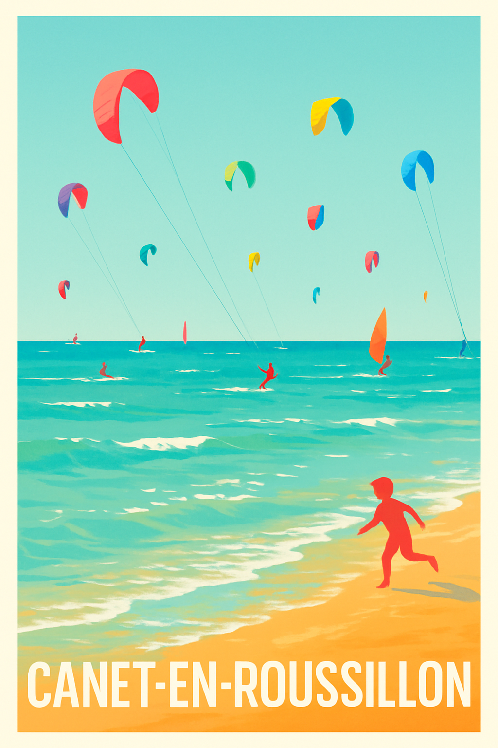 Affiche Canet-en-Roussillon — L'appel des sports nautiques · poster d'art de Canet-en-Roussillon