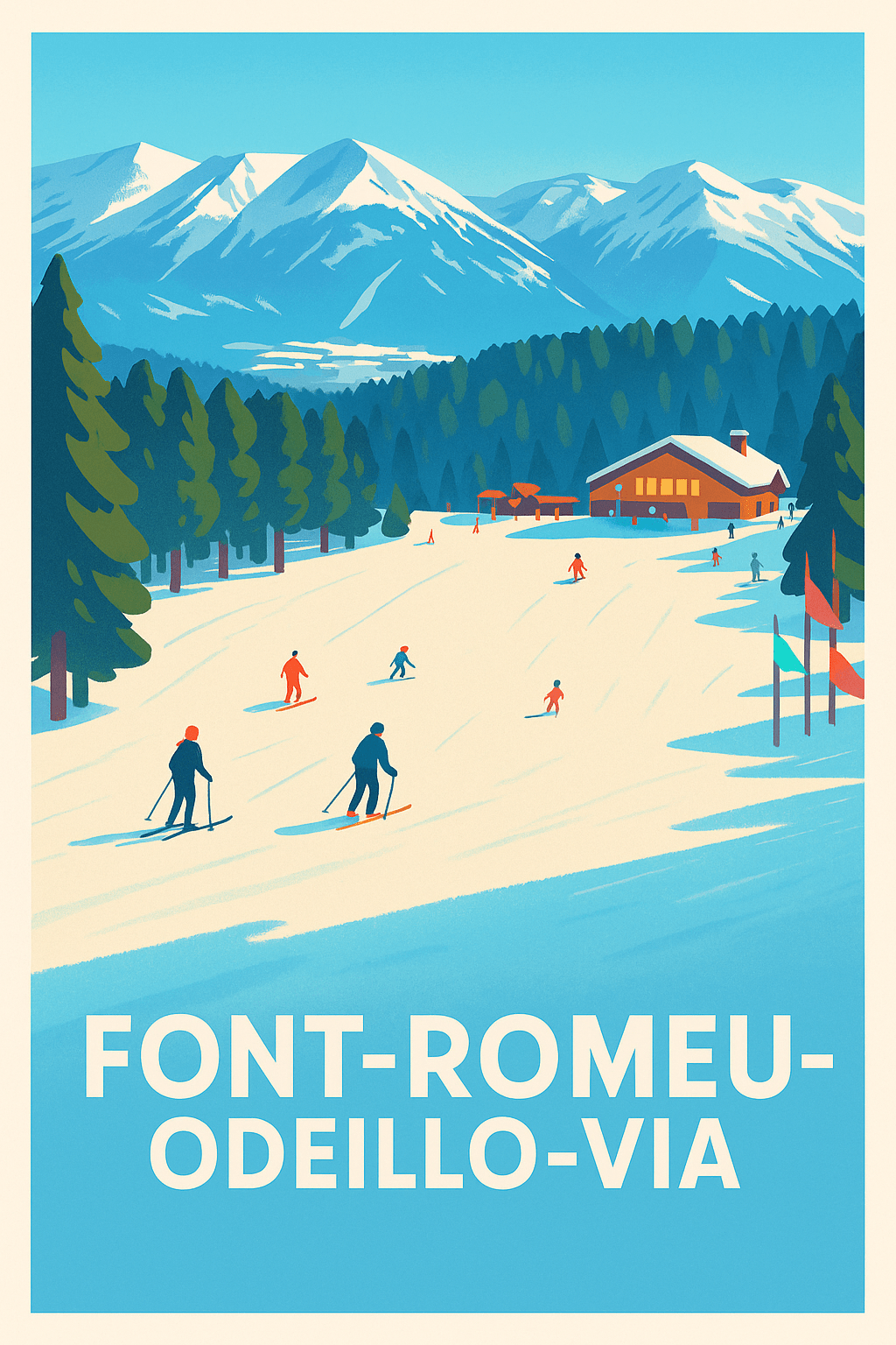 Pyrénées-Orientales France Pas de Cadre / 20 × 30cm Affiche de Font-Romeu-Odeillo-Via - Évasion hivernale au cœur des Pyrénées