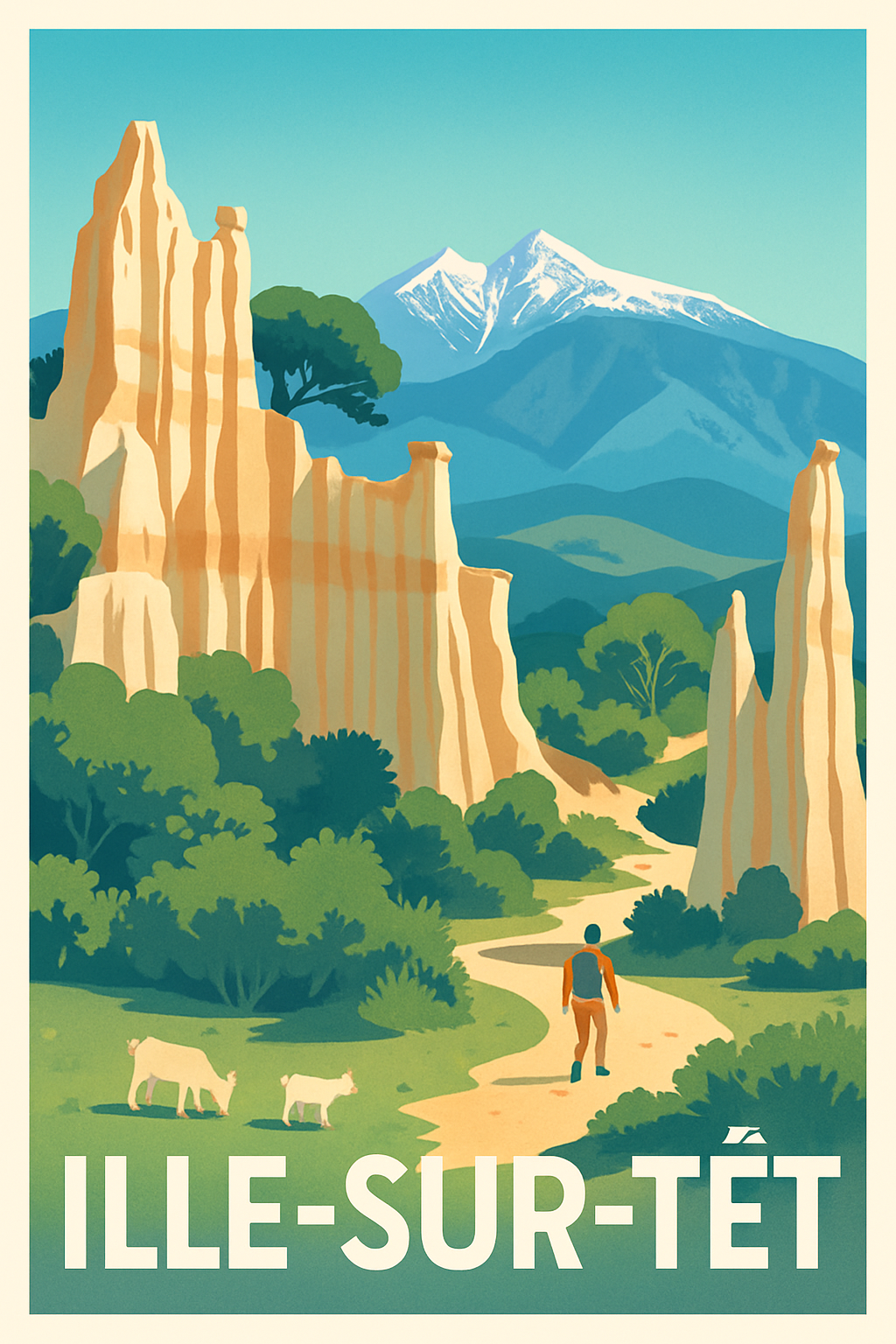 Pyrénées-Orientales France Pas de Cadre / 20 × 30cm Affiche de Ille-sur-Têt - Merveilles naturelles et randonnées authentiques