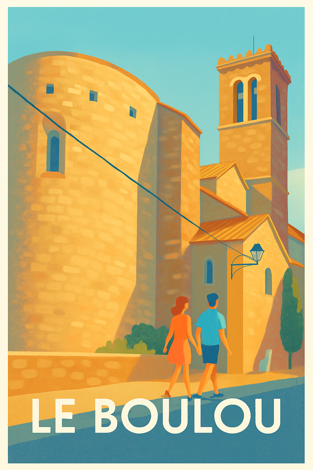 Affiche Le Boulou — Charme ensoleillé de la vieille ville · poster d'art de Le Boulou
