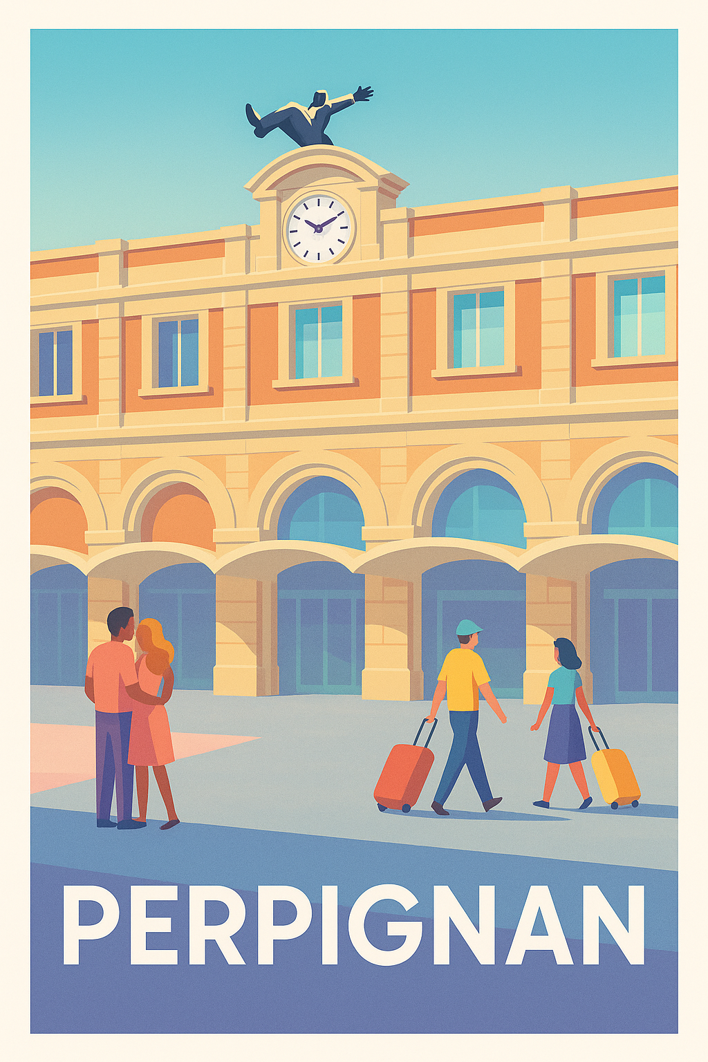 Pyrénées-Orientales France Pas de Cadre / 20 × 30cm Affiche Perpignan - Charme et voyage au cœur de la gare