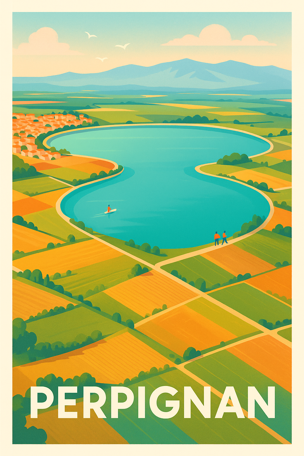 Pyrénées-Orientales France Pas de Cadre / 20 × 30cm Affiche Perpignan - La sérénité autour de l'Étang