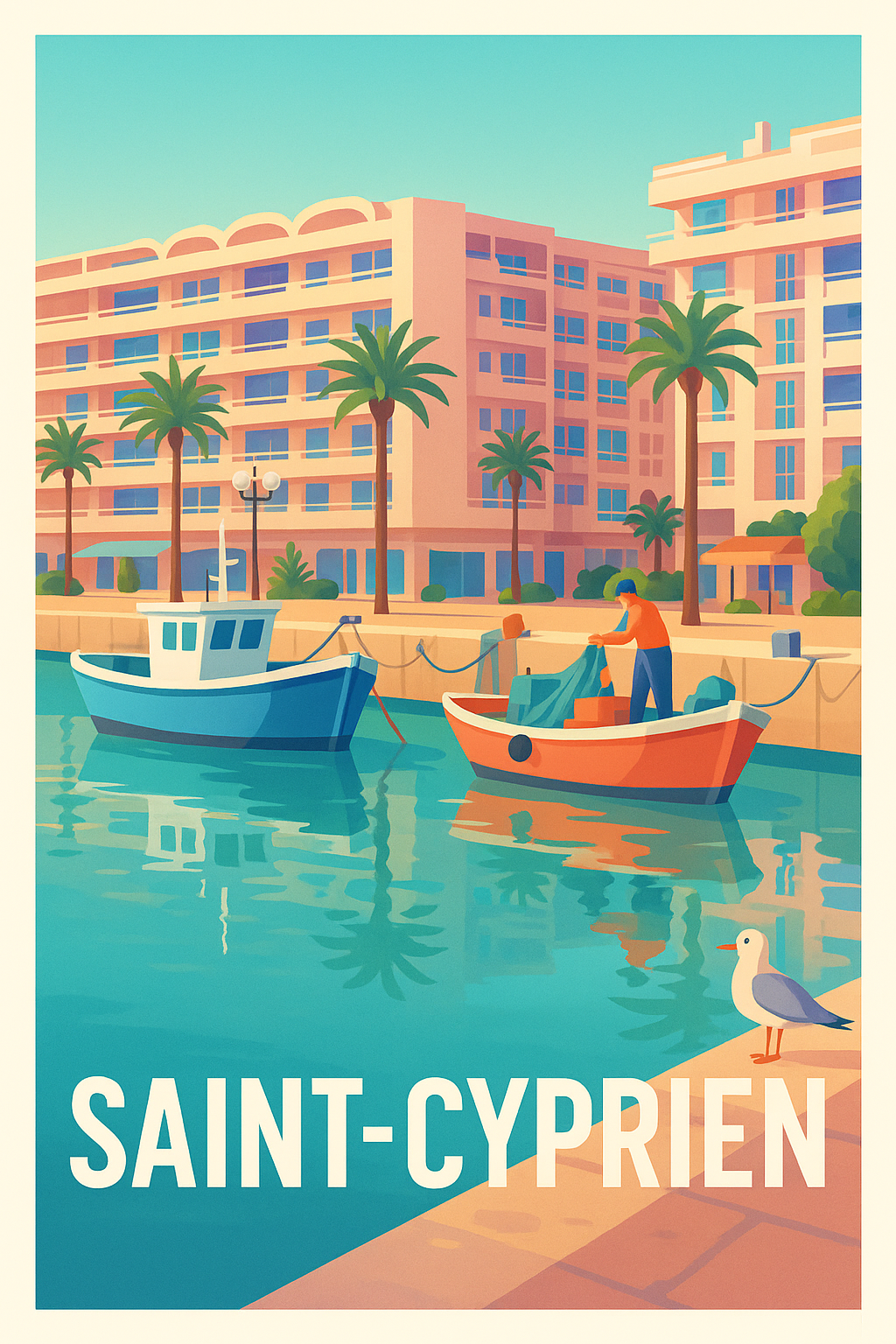 Affiche Saint-Cyprien — L'élégance méditerranéenne au bord de l'eau · poster d'art de Saint-Cyprien