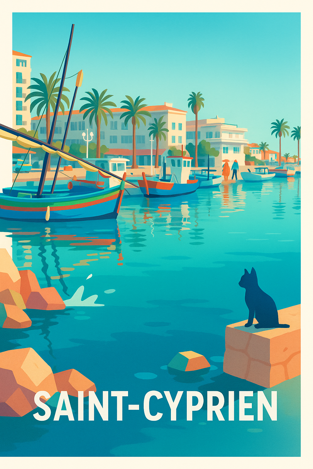 Affiche Saint-Cyprien — Tranquillité et charme méditerranéen · poster d'art de Saint-Cyprien