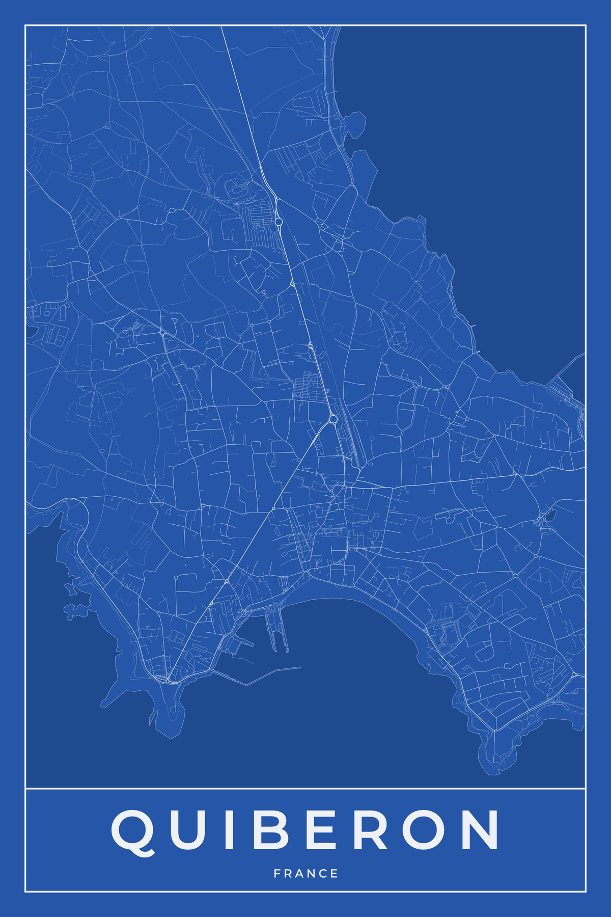 Carte de Quiberon bleue - Affiche personnalisée