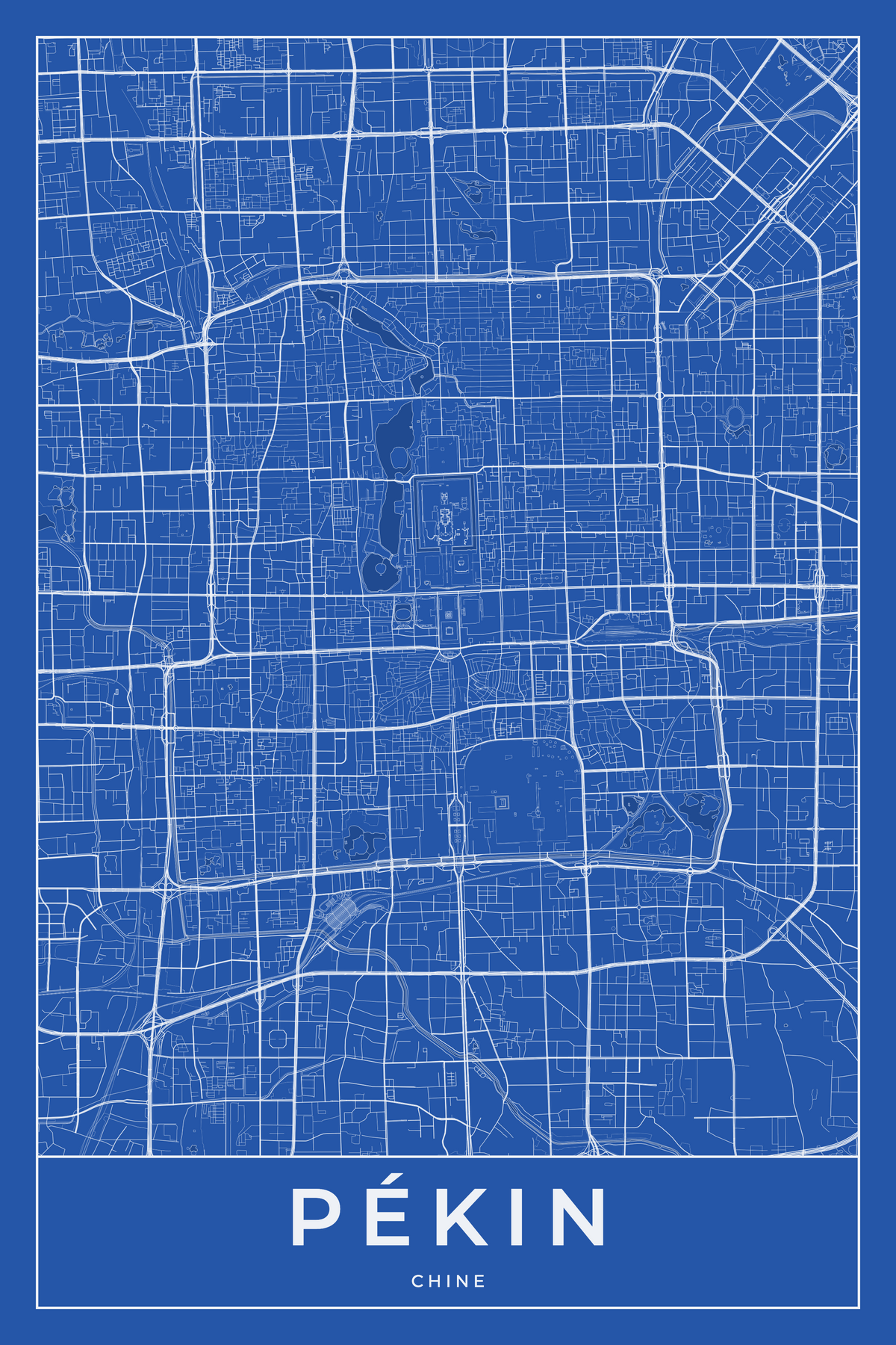 Carte de Pékin bleue - Affiche personnalisée