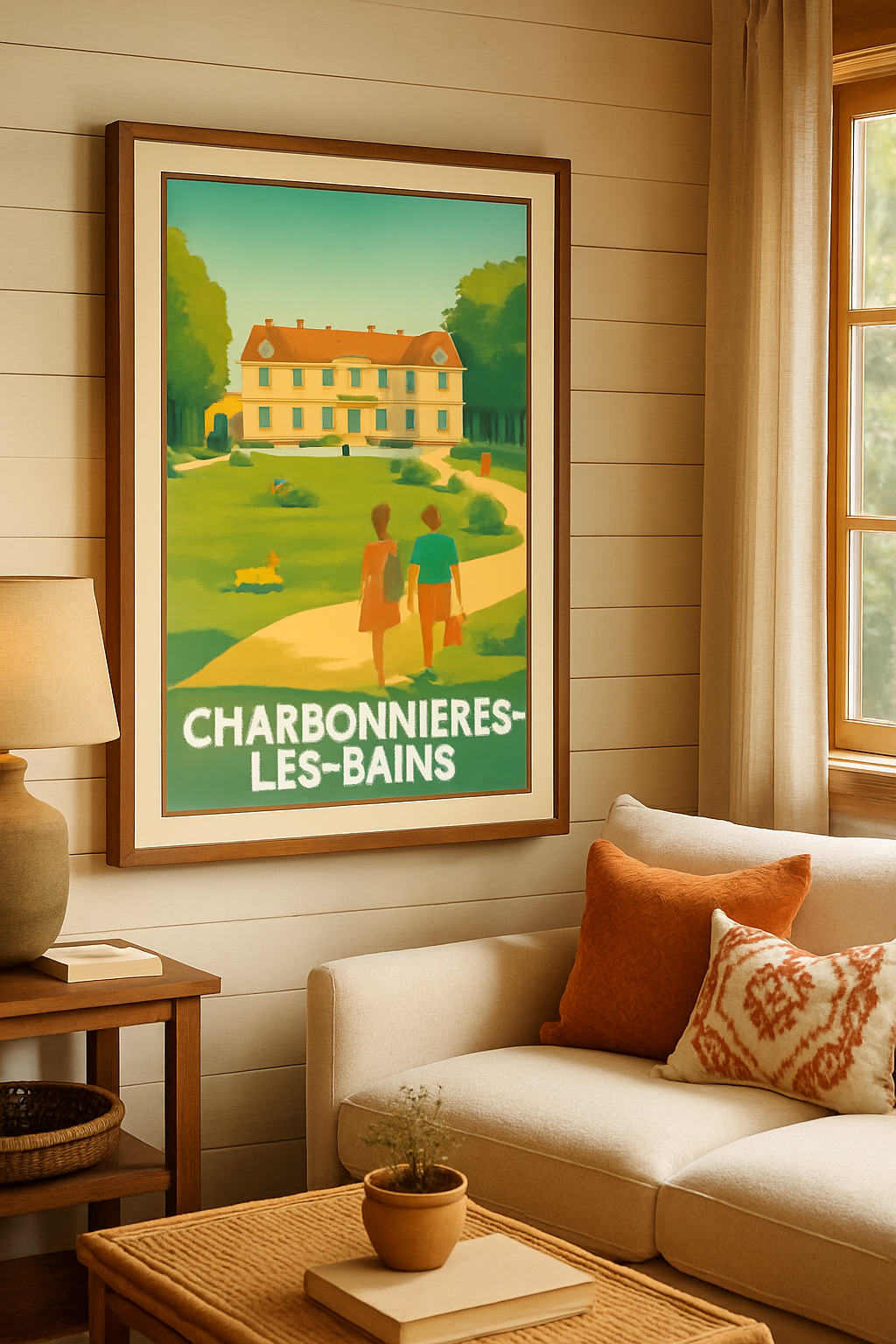 Affiche Charbonnières-les-Bains — Escapade élégante au cœur du parc · poster d'art de Charbonnières-les-Bains