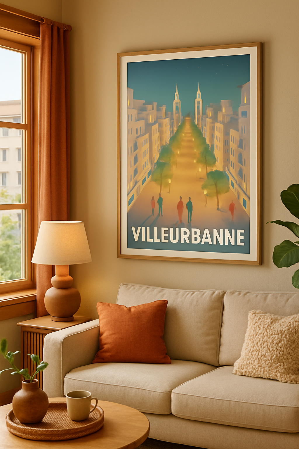 Affiche Villeurbanne — Promenade lumineuse en cœur de ville · poster d'art de Villeurbanne