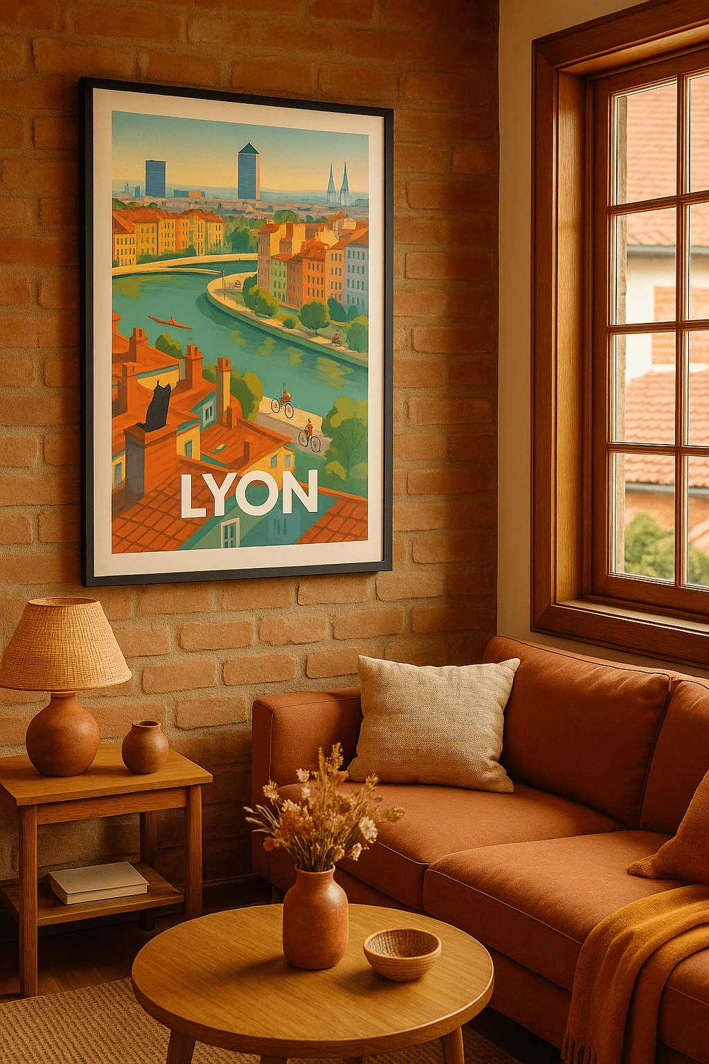 Affiche Lyon — Flânerie sur les quais · poster d'art de Lyon