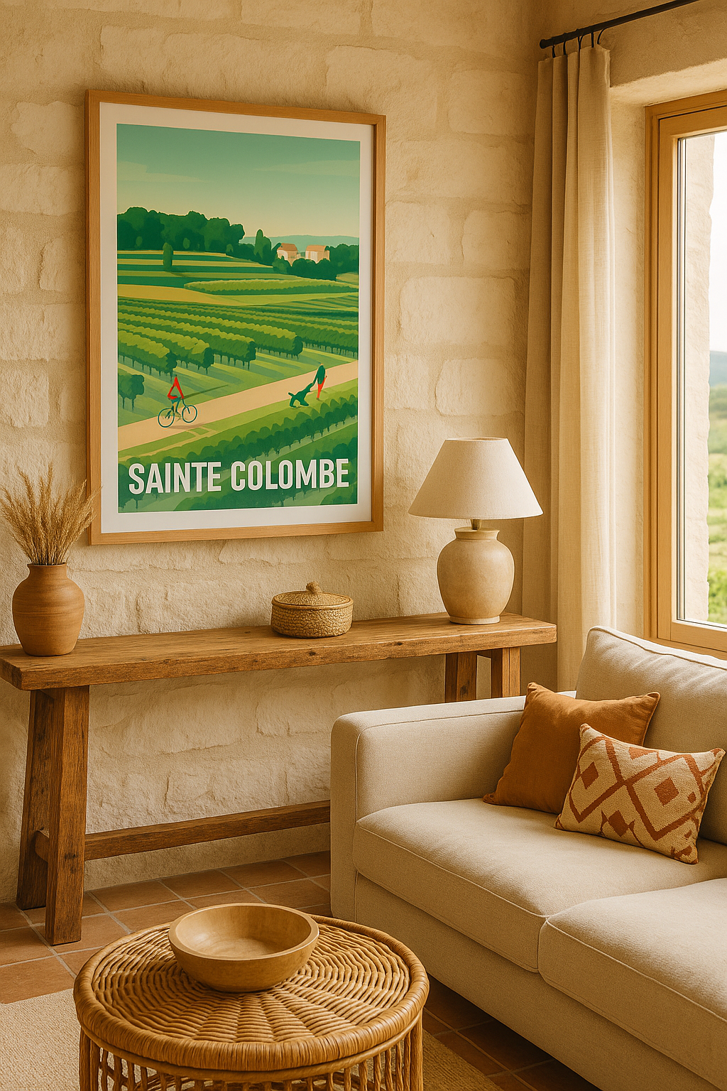Affiche Sainte-Colombe — La douceur de la campagne à vélo · poster d'art de Sainte-Colombe