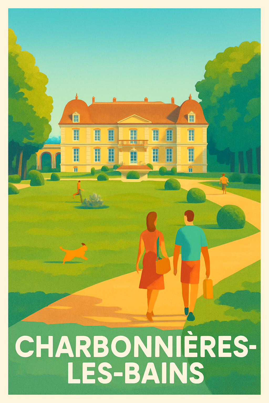 Rhône France Pas de Cadre / 20 × 30cm Affiche de Charbonnières-les-Bains - Escapade élégante au cœur du parc
