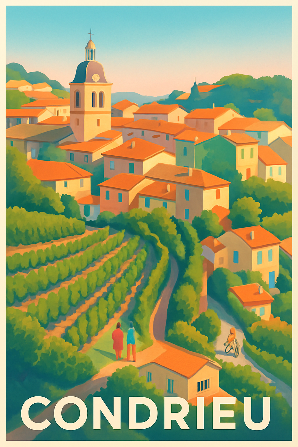 Rhône France Pas de Cadre / 20 × 30cm Affiche de Condrieu - Charme et douceur de la vallée du Rhône