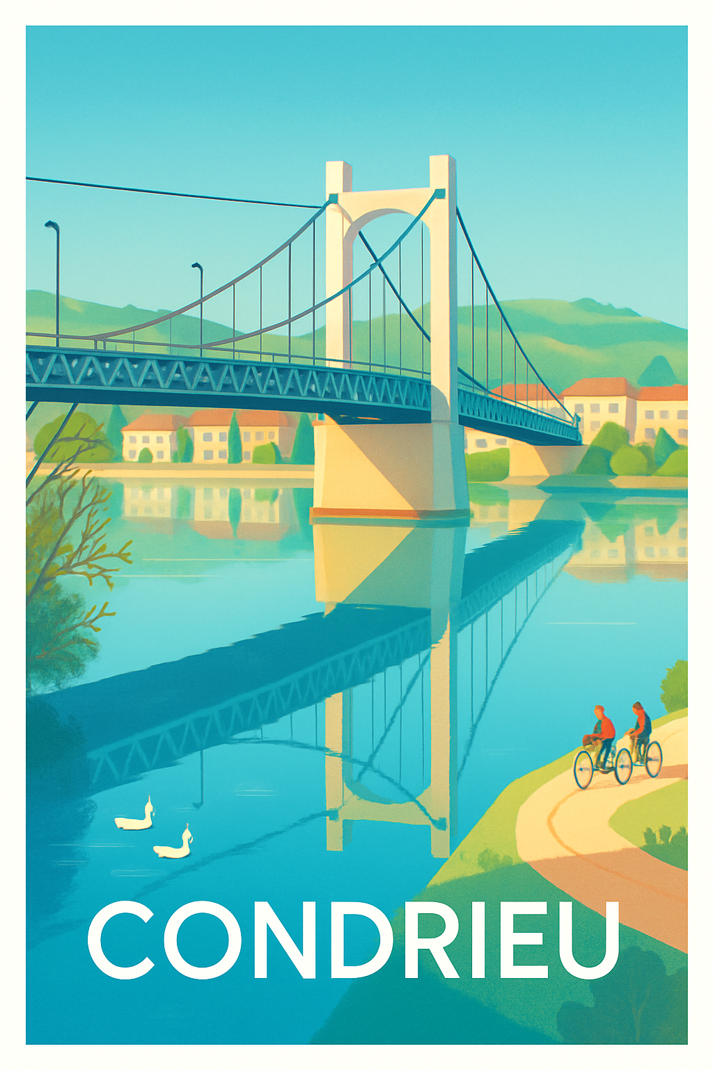 Rhône France Pas de Cadre / 20 × 30cm Affiche de Condrieu - Tranquillité au fil du Rhône