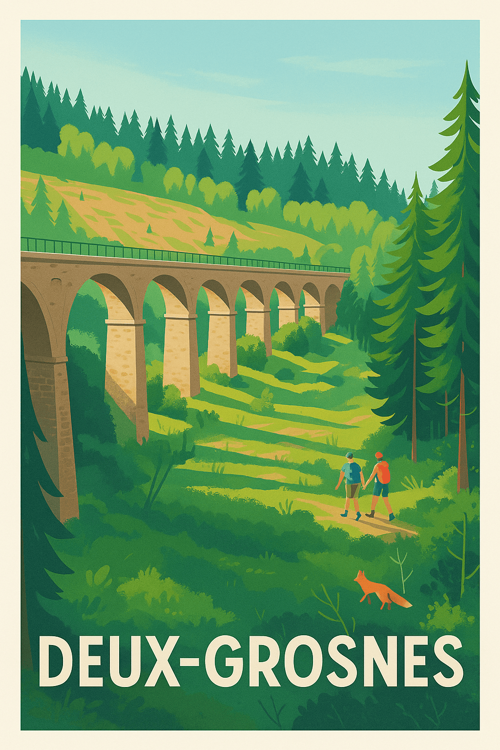 Affiche Deux-Grosnes — Évasion nature et patrimoine · poster d'art de Deux-Grosnes