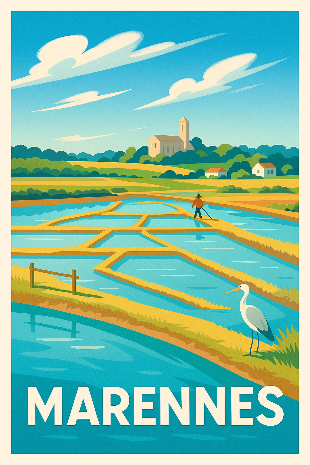 Rhône France Pas de Cadre / 20 × 30cm Affiche de Marennes - Évasion au cœur des marais salants