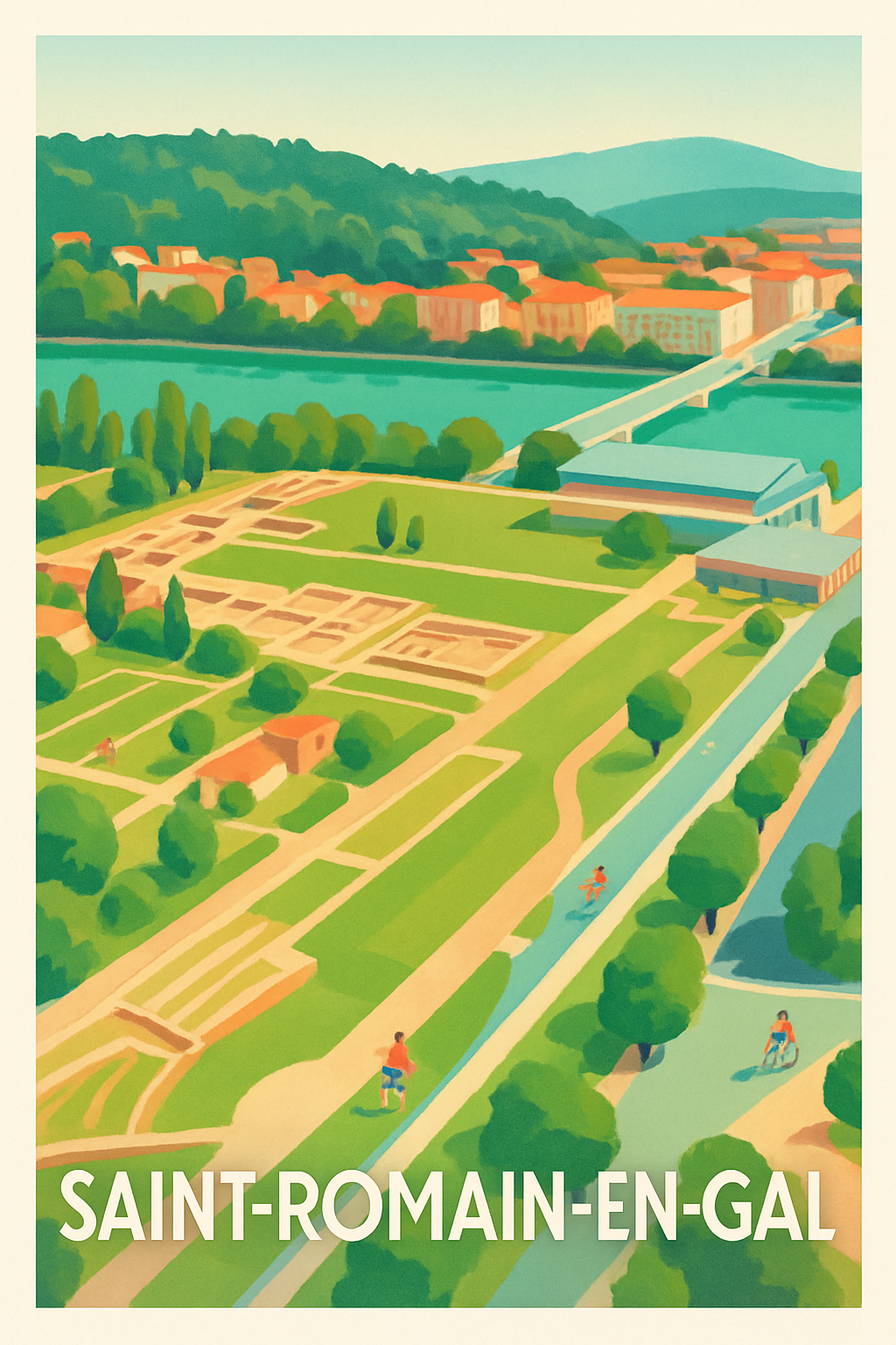Rhône France Pas de Cadre / 20 × 30cm Affiche de Saint-Romain-en-Gal - Voyage au coeur de l'Antiquité