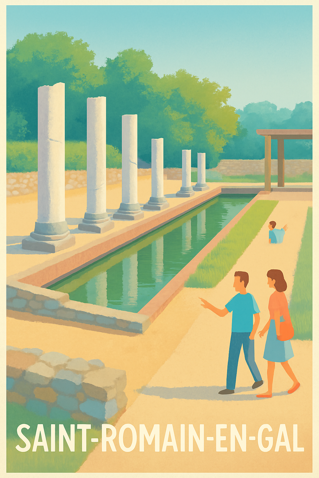 Rhône France Pas de Cadre / 20 × 30cm Affiche de Saint-Romain-en-Gal - Voyage au cœur de l'Antiquité gallo-romaine