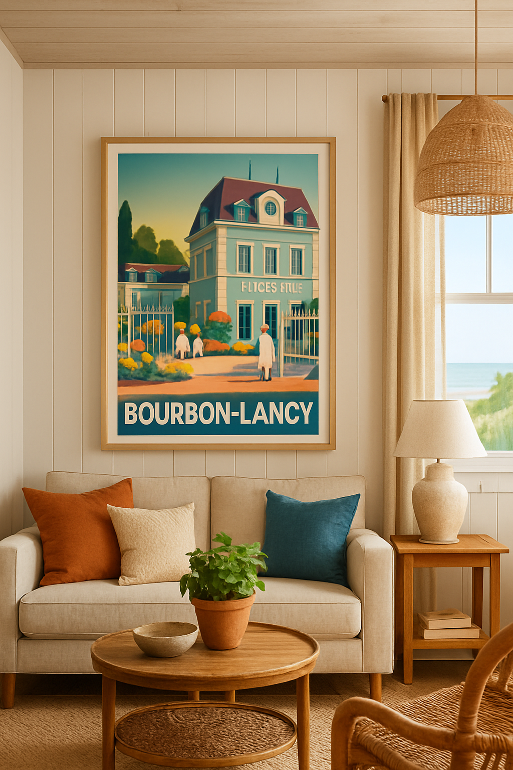 Saône-et-Loire France Affiche de Bourbon-Lancy - Élégance thermale et charme vintage