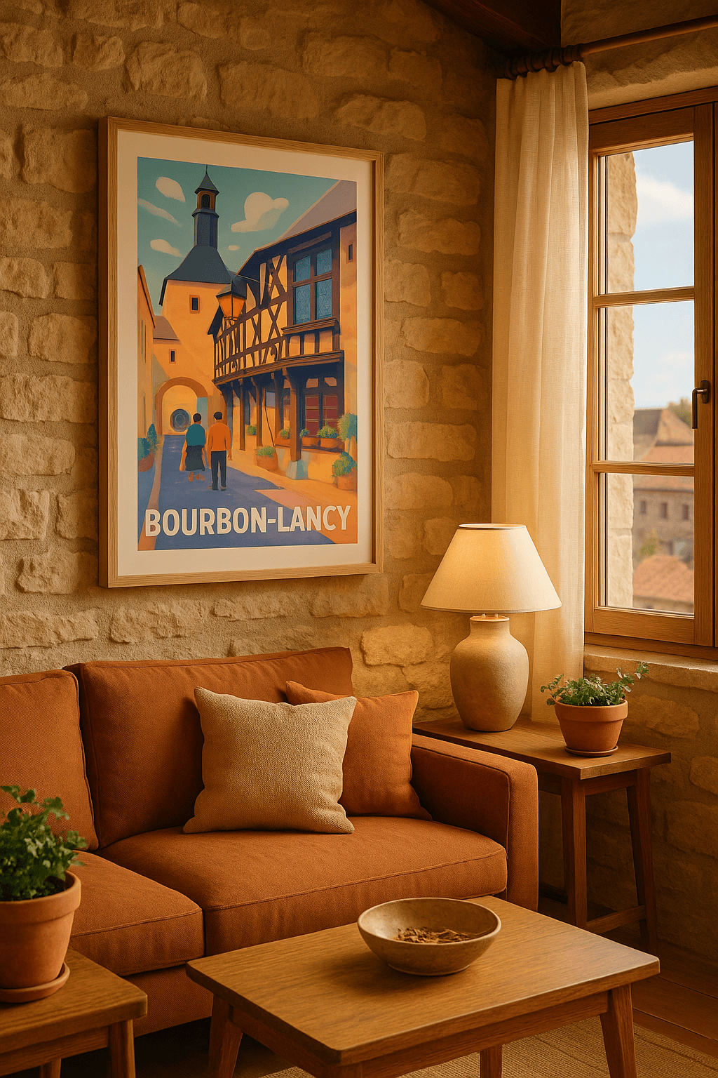 Saône-et-Loire France Affiche de Bourbon-Lancy - Promenade au cœur d'une cité historique