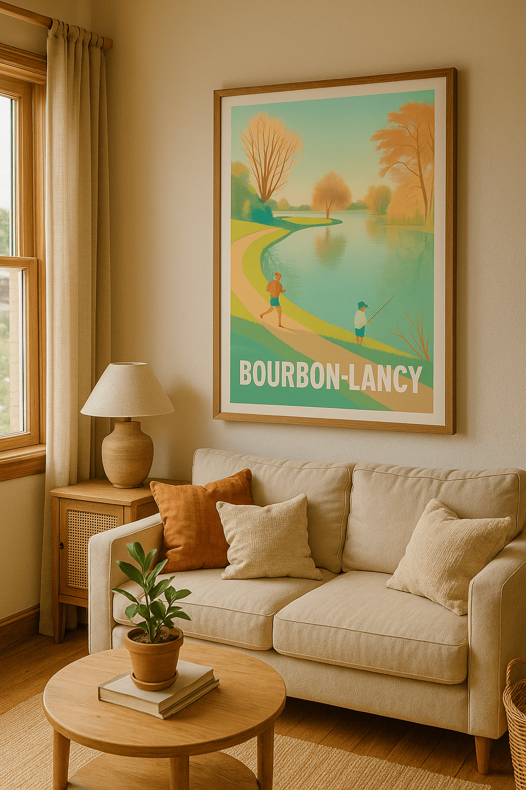 Saône-et-Loire France Affiche de Bourbon-Lancy - Sérénité au fil de l'eau