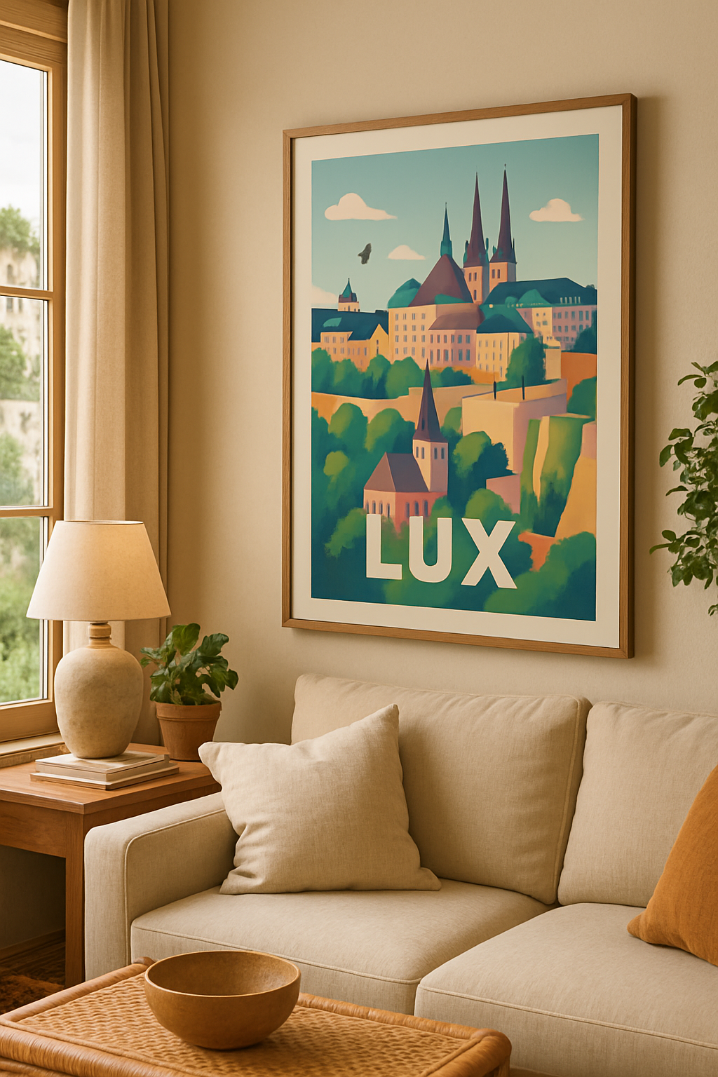Affiche Luxembourg — Escapade paisible dans la vieille ville · poster d'art de Luxembourg