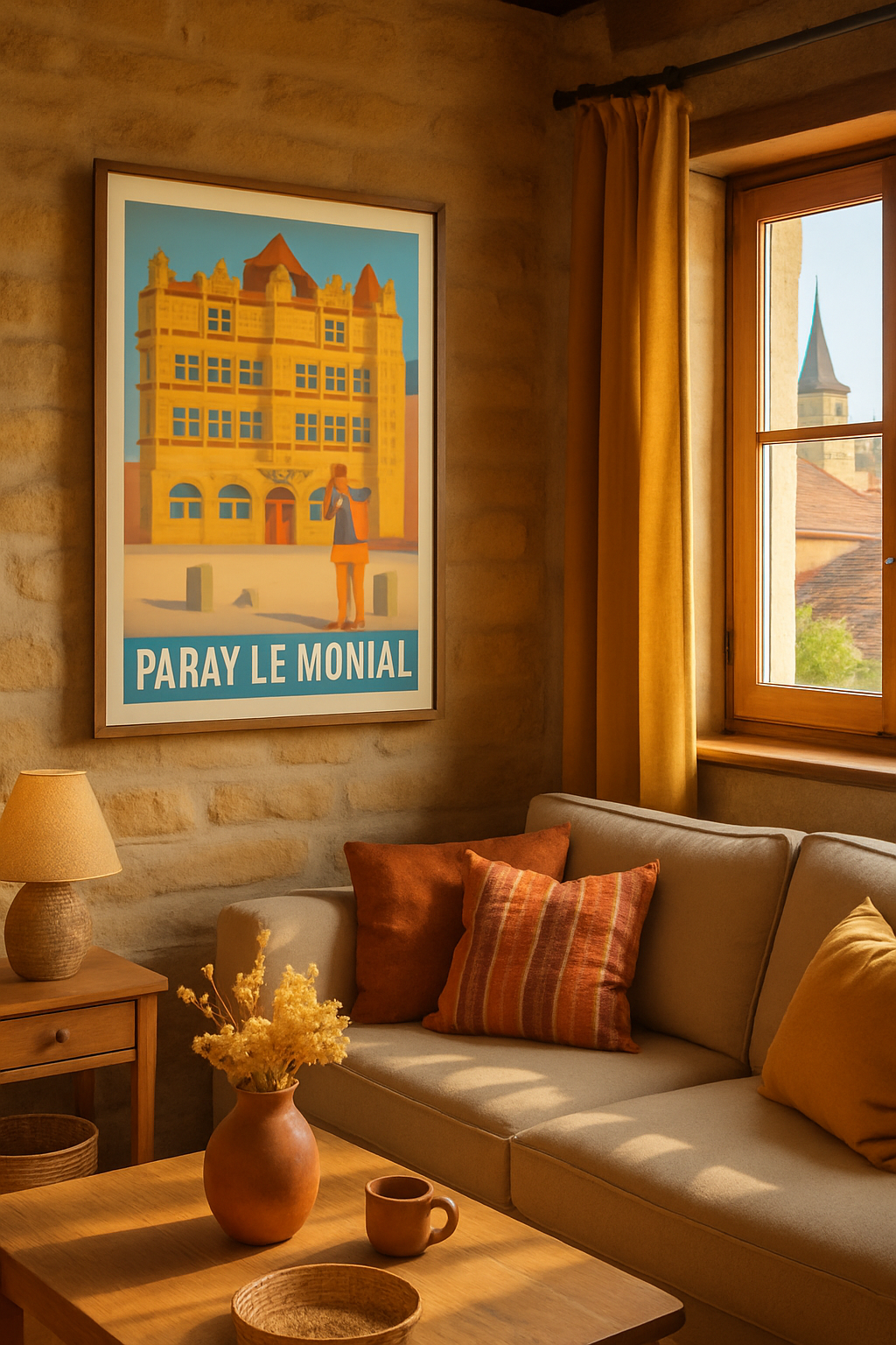 Saône-et-Loire France Affiche de Paray-le-Monial - Charme et patrimoine en Bourgogne