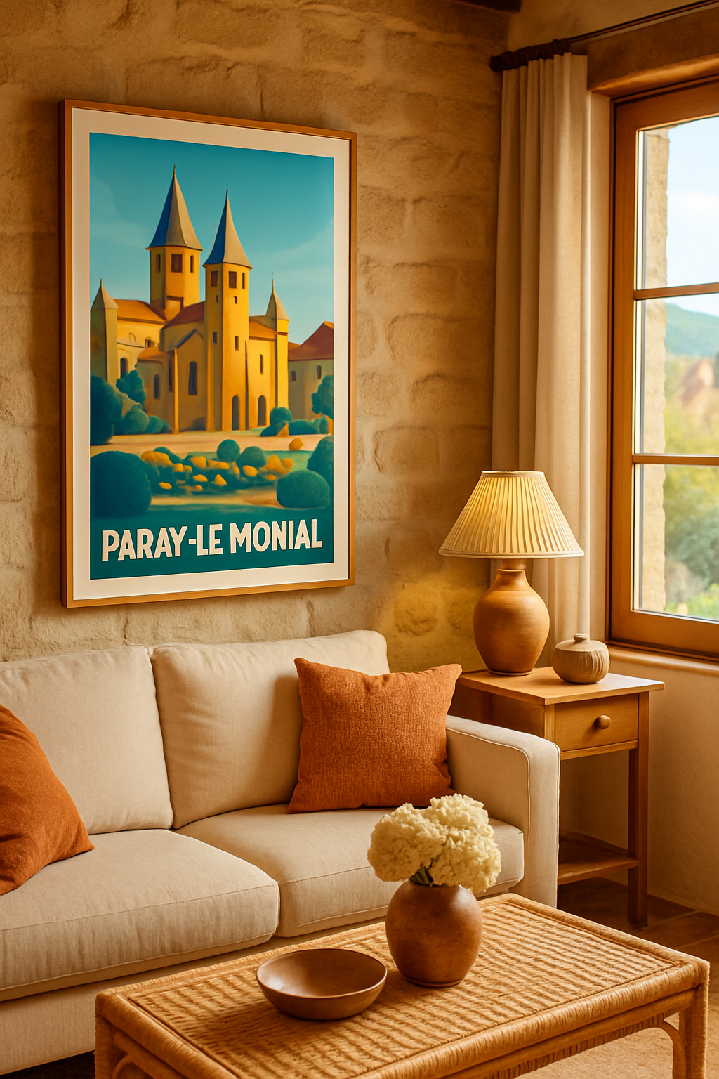 Saône-et-Loire France Affiche de Paray-le-Monial - Charme et sérénité en Bourgogne