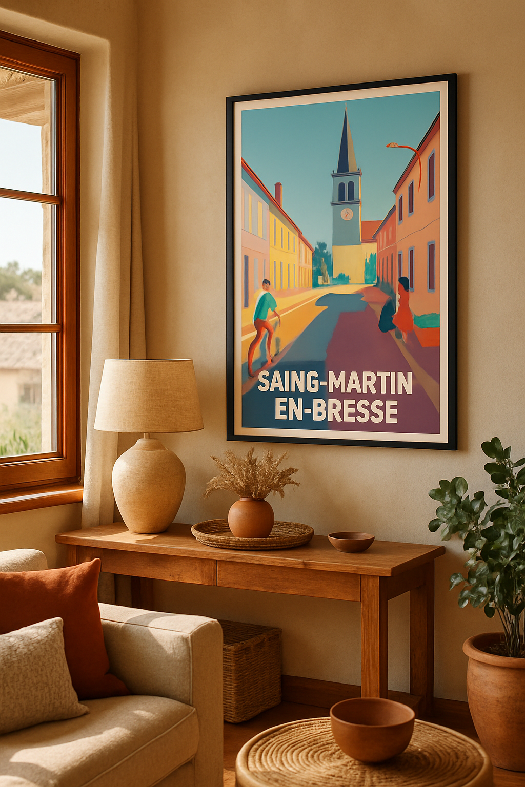 Saône-et-Loire France Affiche de Saint-Martin-en-Bresse - Charme et sérénité au cœur de la ville
