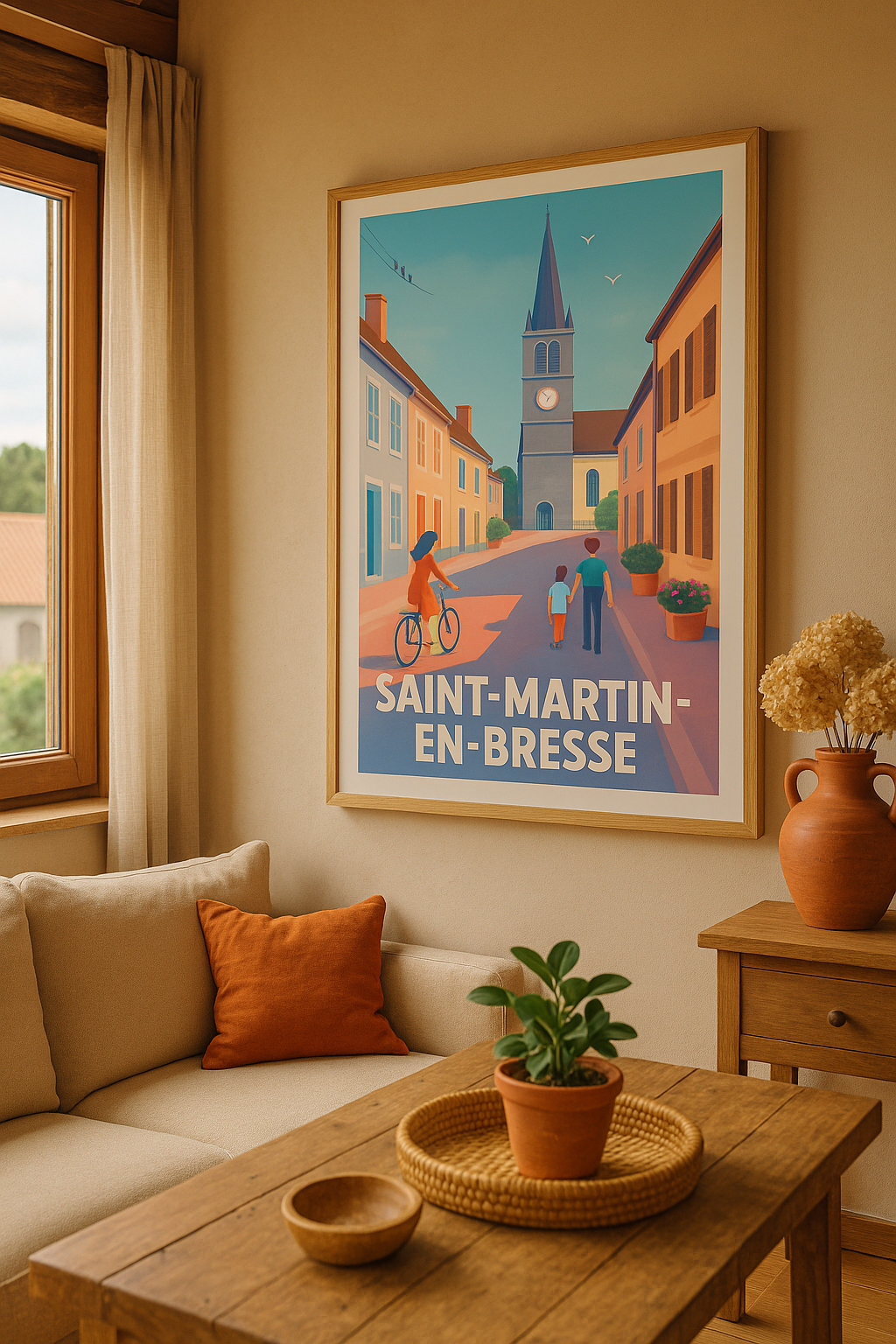 Saône-et-Loire France Affiche de Saint-Martin-en-Bresse - L'authenticité d'un village paisible