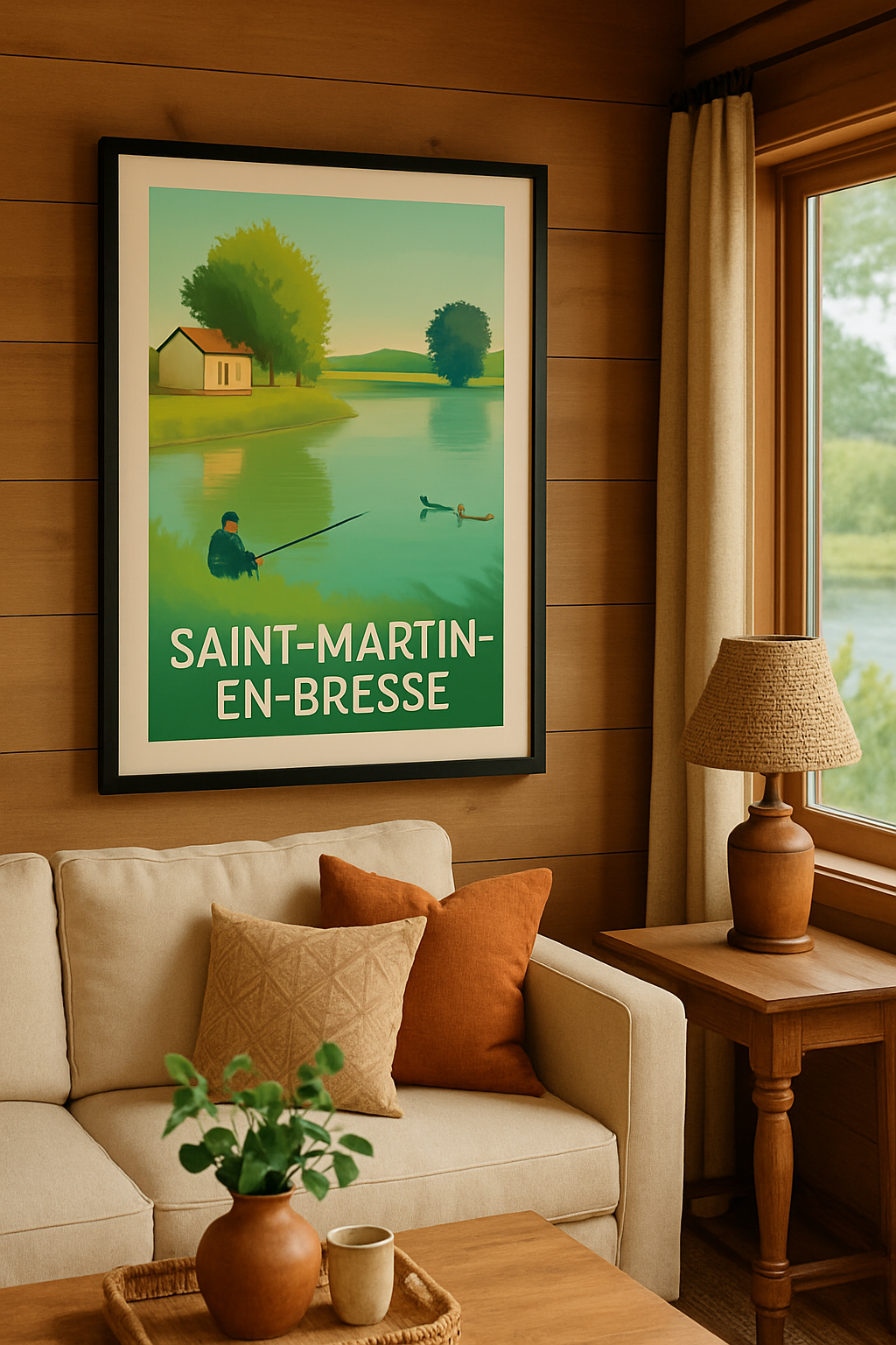 Saône-et-Loire France Affiche de Saint-Martin-en-Bresse - Sérénité au bord de l'eau