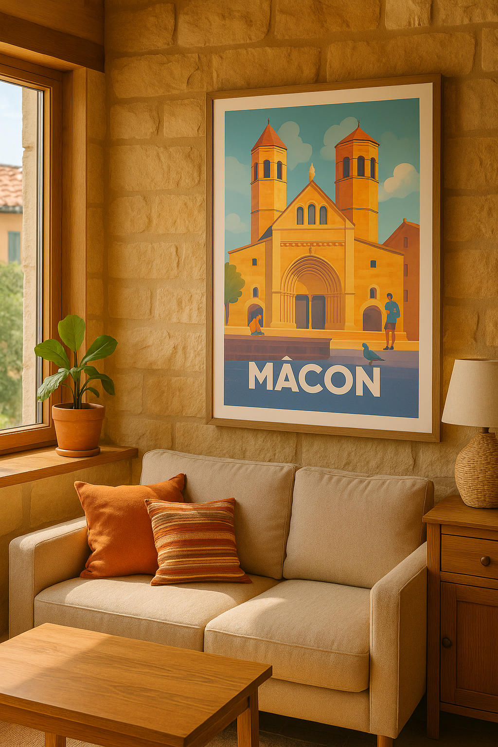 Saône-et-Loire France Affiche Mâcon - L'élégance romane au cœur de la Bourgogne