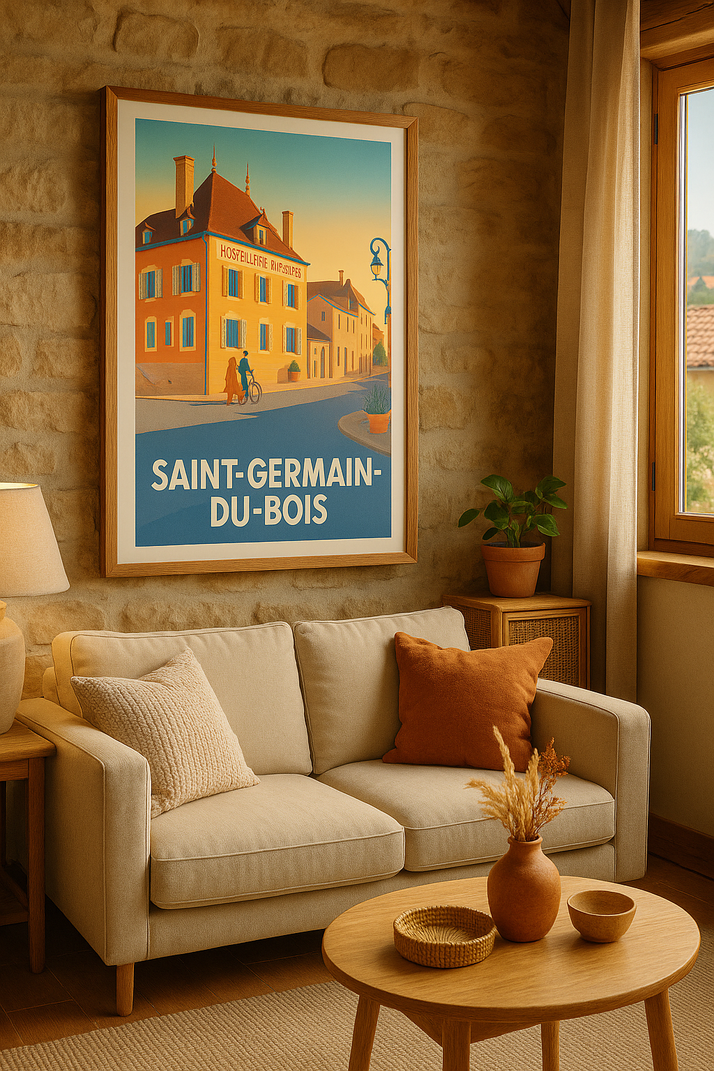 Saône-et-Loire France Affiche Saint-Germain-du-Bois - Charme chaleureux au cœur du village