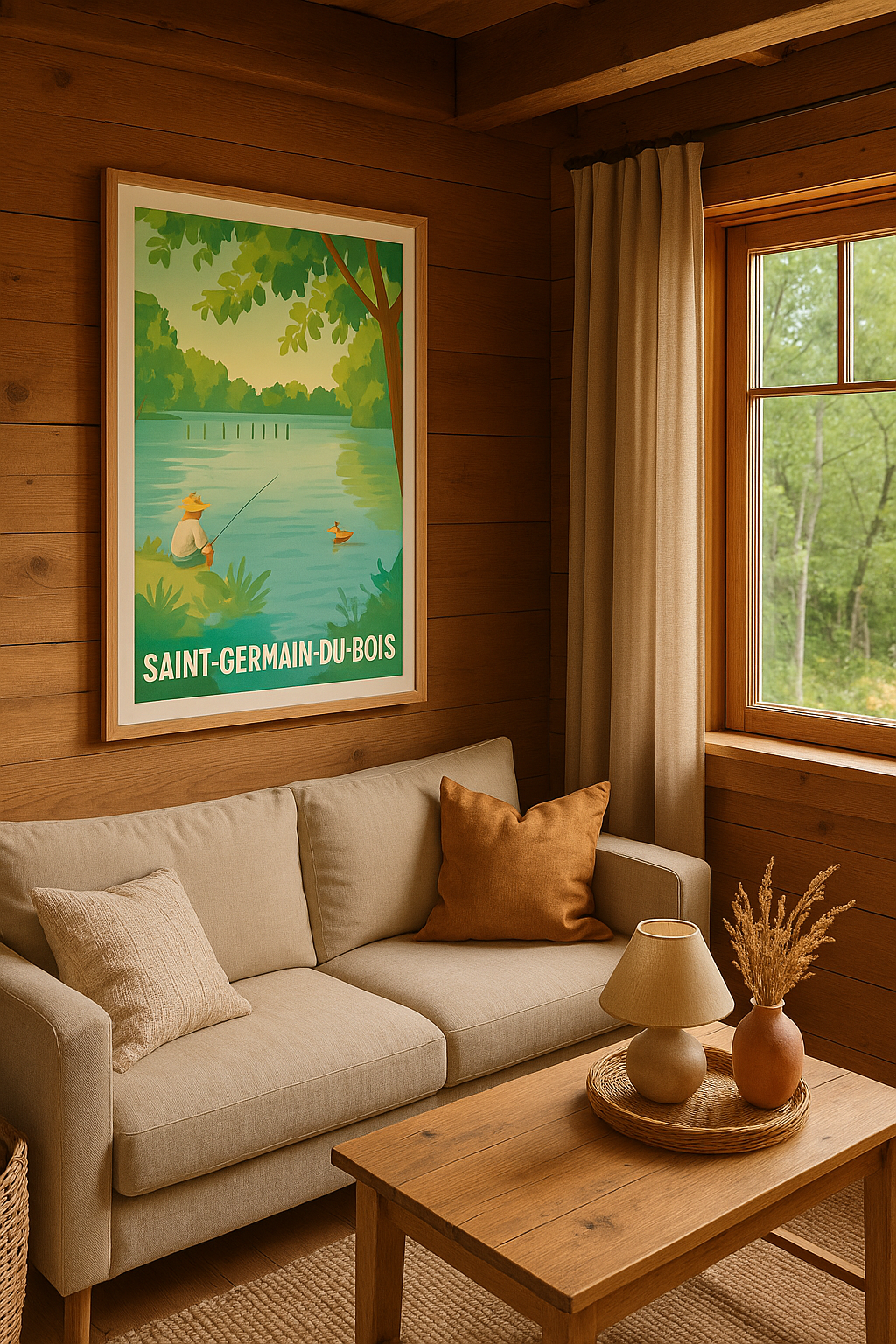 Saône-et-Loire France Affiche Saint-Germain-du-Bois - Tranquillité au bord de l'eau