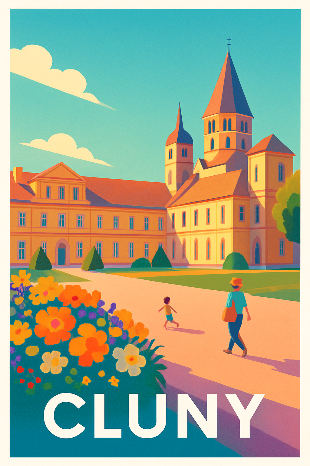 Saône-et-Loire France Pas de Cadre / 20 × 30cm Affiche de Cluny - Charme historique au cœur de la Bourgogne