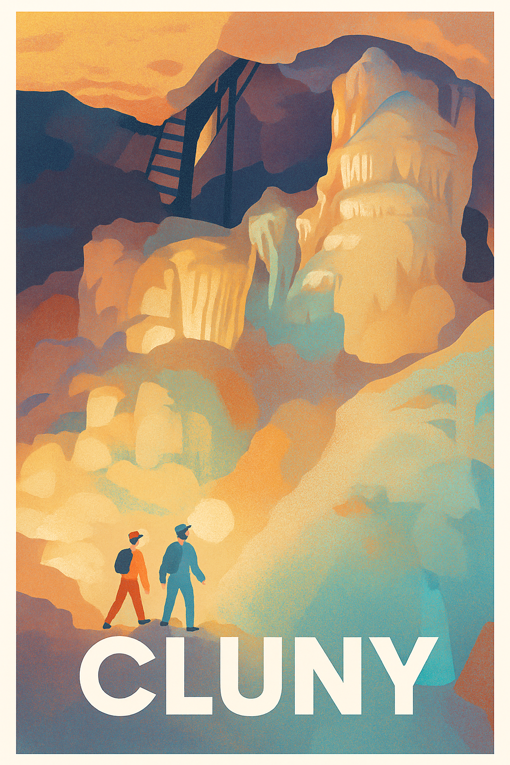 Saône-et-Loire France Pas de Cadre / 20 × 30cm Affiche de Cluny - Exploration et merveilles souterraines