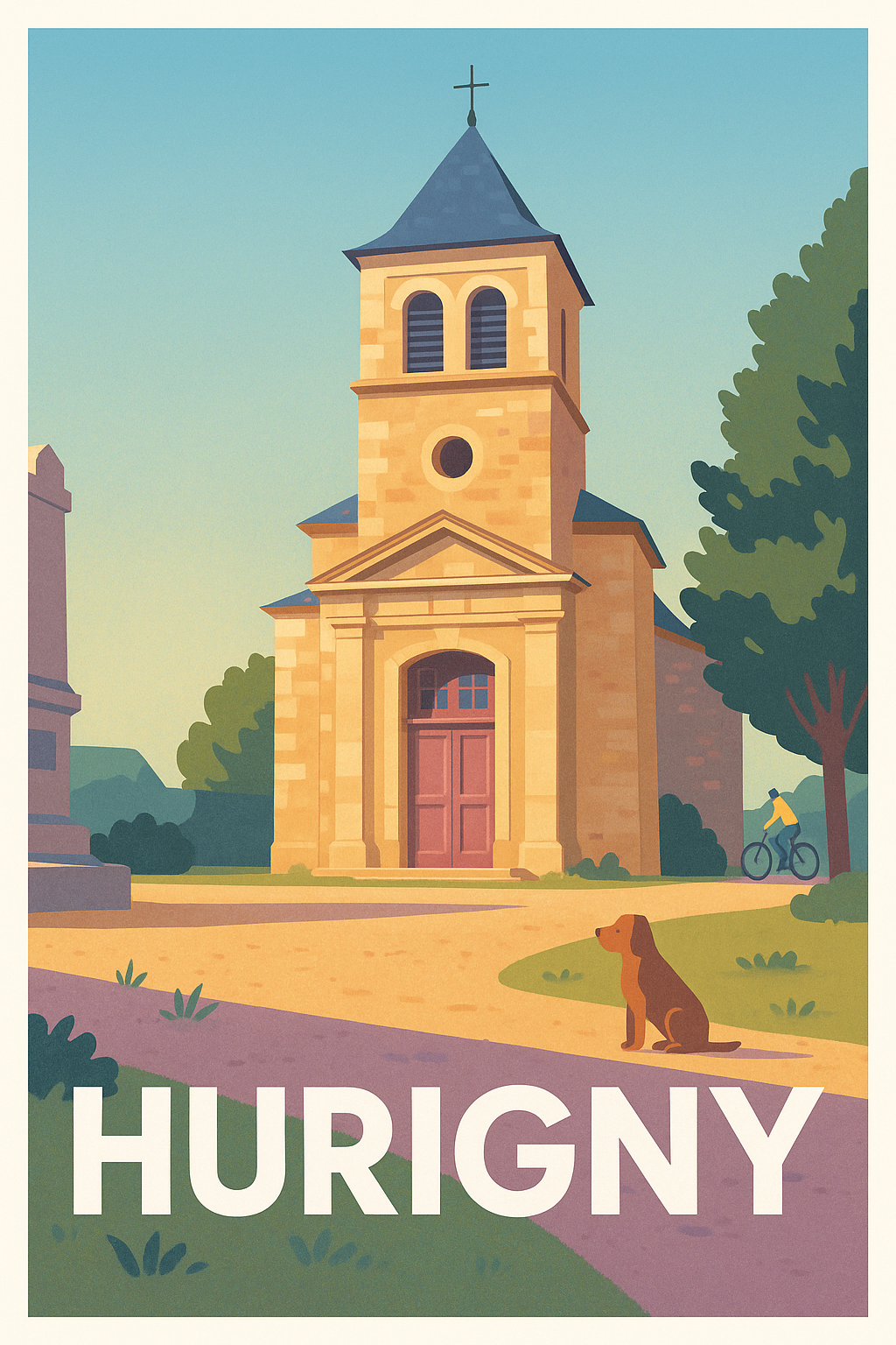 Saône-et-Loire France Pas de Cadre / 20 × 30cm Affiche de Hurigny - Charme paisible de l'église villageoise