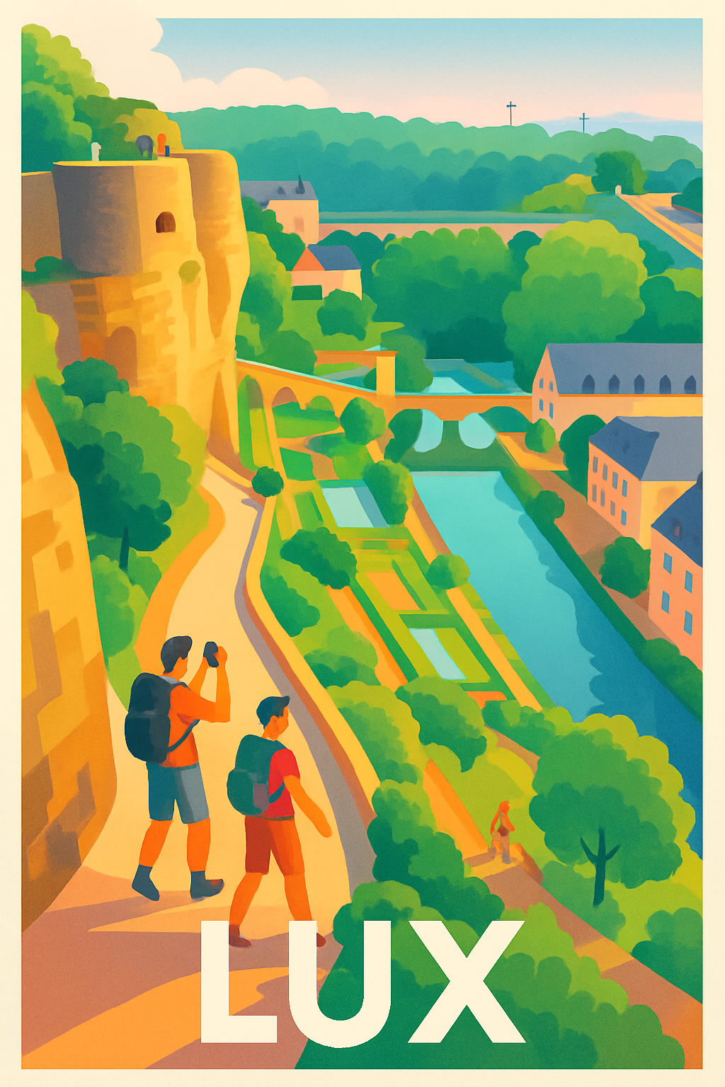 Saône-et-Loire France Pas de Cadre / 20 × 30cm Affiche de Luxembourg - Escapade bucolique au cœur de la vieille ville