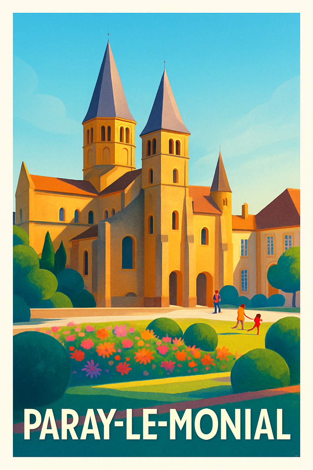 Saône-et-Loire France Pas de Cadre / 20 × 30cm Affiche de Paray-le-Monial - Charme et sérénité en Bourgogne