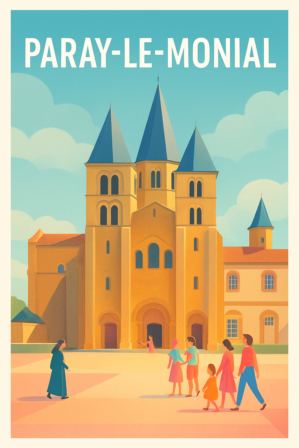 Saône-et-Loire France Pas de Cadre / 20 × 30cm Affiche de Paray-le-Monial - Émerveillement au cœur de la basilique