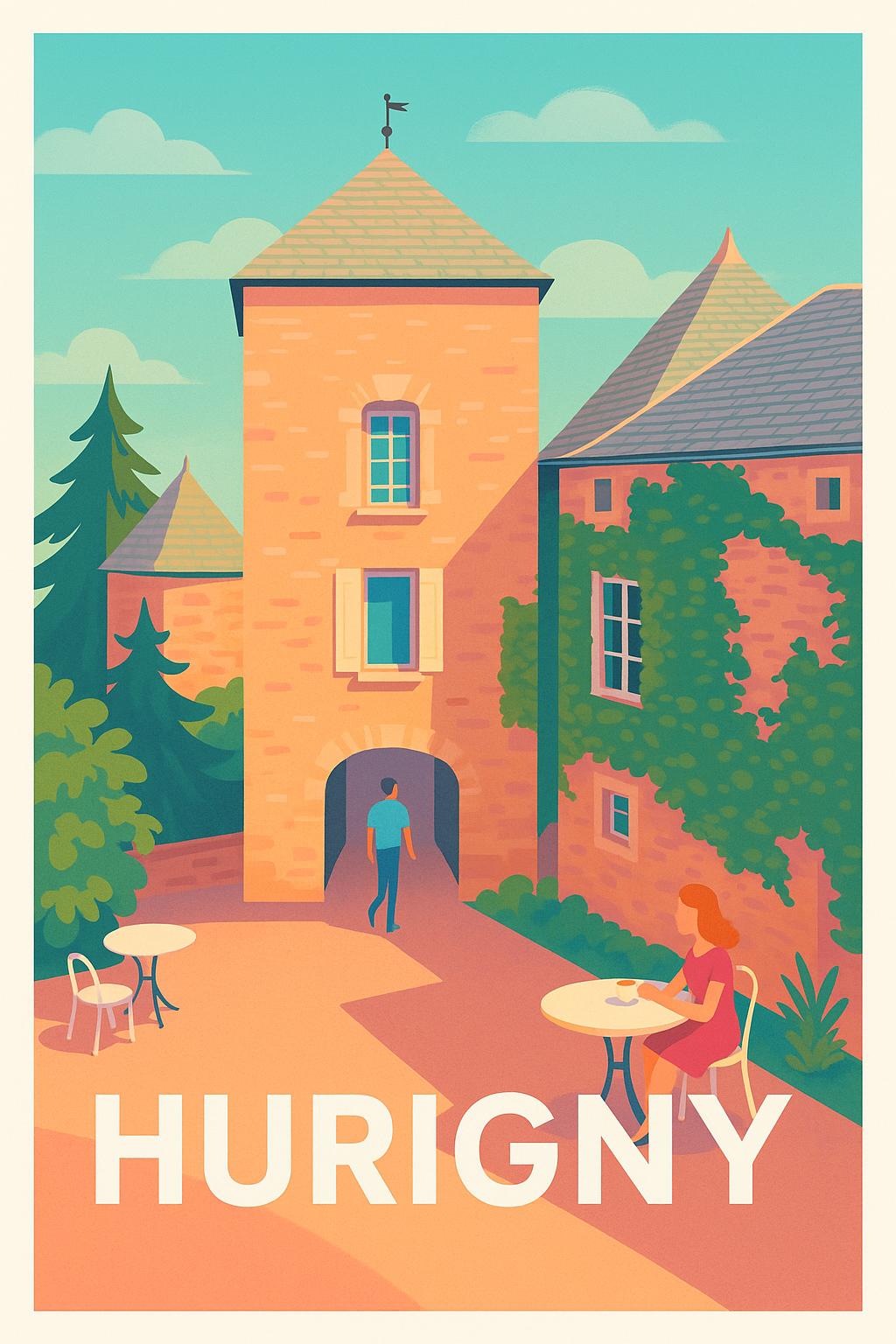 Saône-et-Loire France Pas de Cadre / 20 × 30cm Affiche Hurigny - Charme et Sérénité en Bourgogne