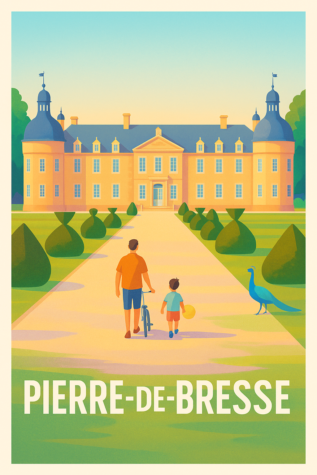 Saône-et-Loire France Pas de Cadre / 20 × 30cm Affiche Pierre-de-Bresse - Balade au Château et Jardins