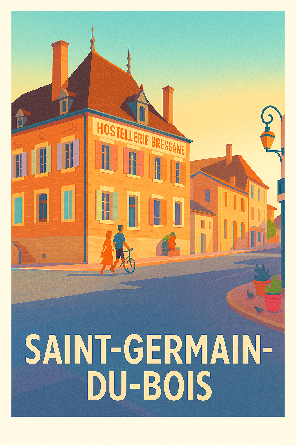 Saône-et-Loire France Pas de Cadre / 20 × 30cm Affiche Saint-Germain-du-Bois - Charme chaleureux au cœur du village