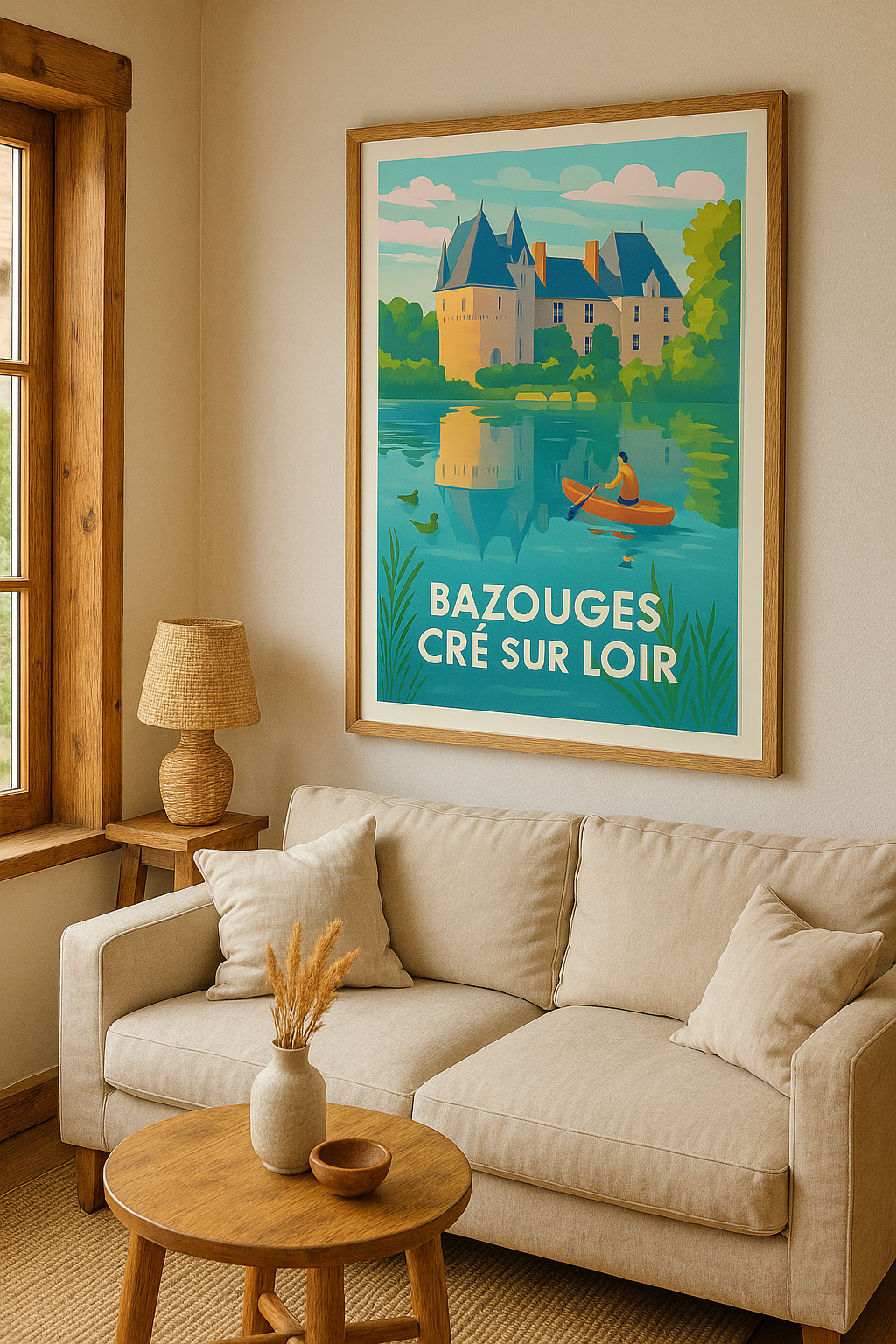 Sarthe France Affiche de Bazouges Cré sur Loir - Le charme paisible de la Loire
