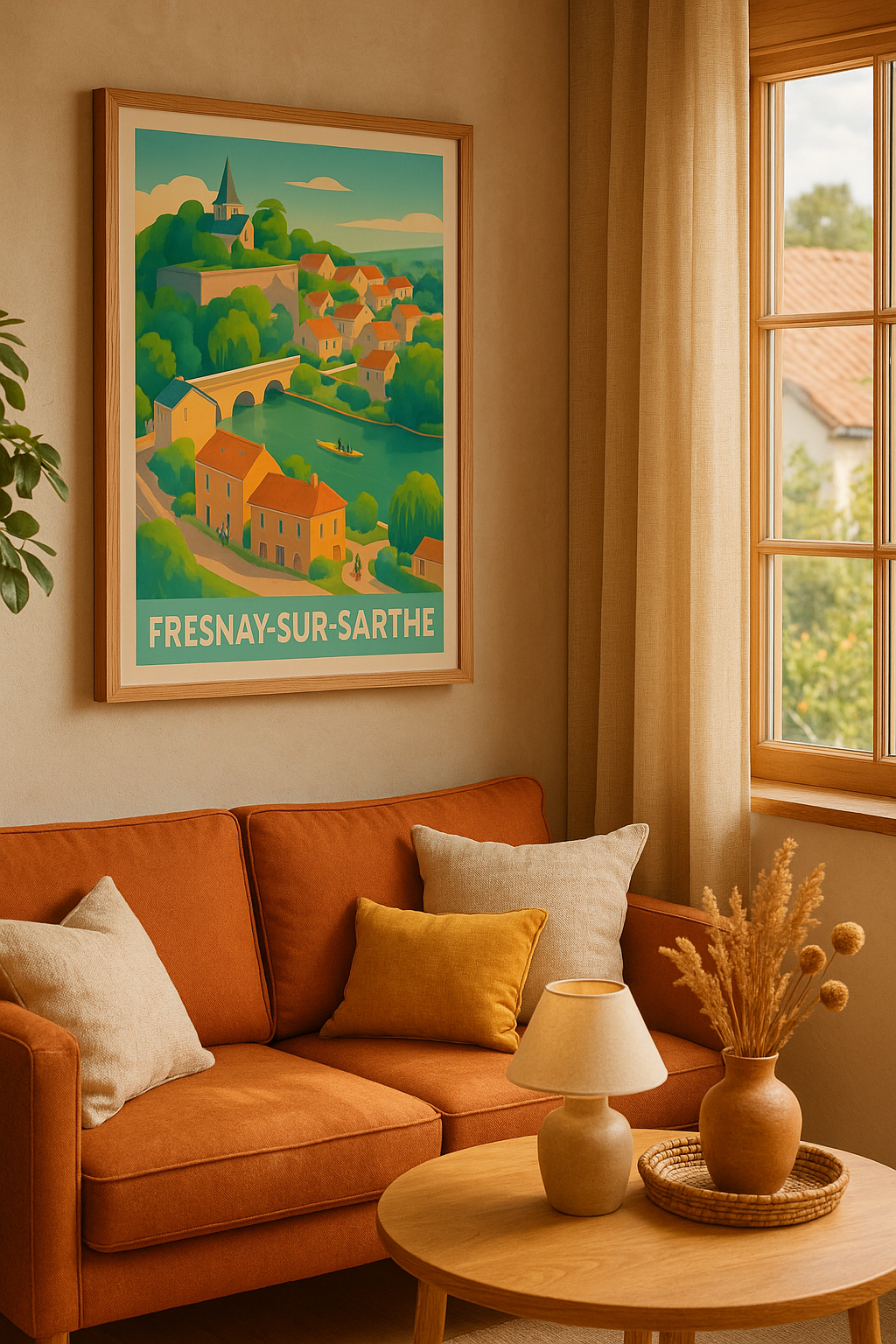 Sarthe France Affiche de Fresnay-sur-Sarthe - Charme bucolique au fil de l'eau