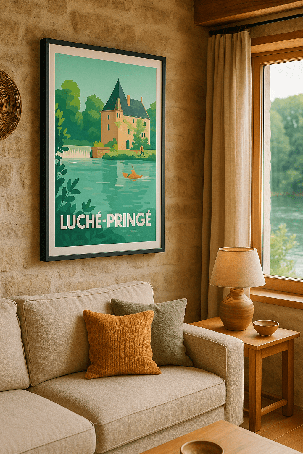 Sarthe France Affiche de Luché-Pringé - Charme bucolique et patrimoine préservé