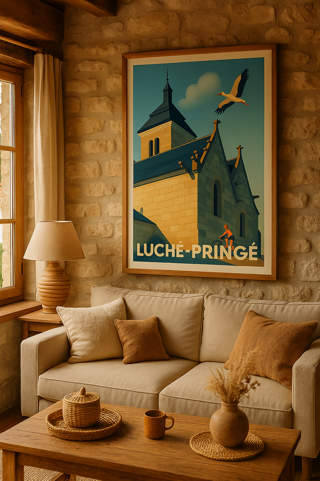 Sarthe France Affiche de Luché-Pringé - Charme historique et nature en mouvement