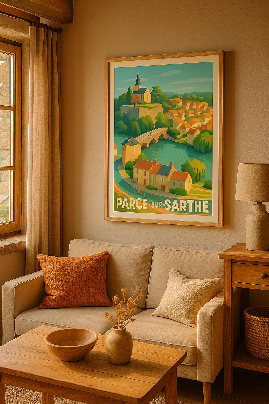 Sarthe France Affiche de Parcé-sur-Sarthe - Charme bucolique au fil de l'eau