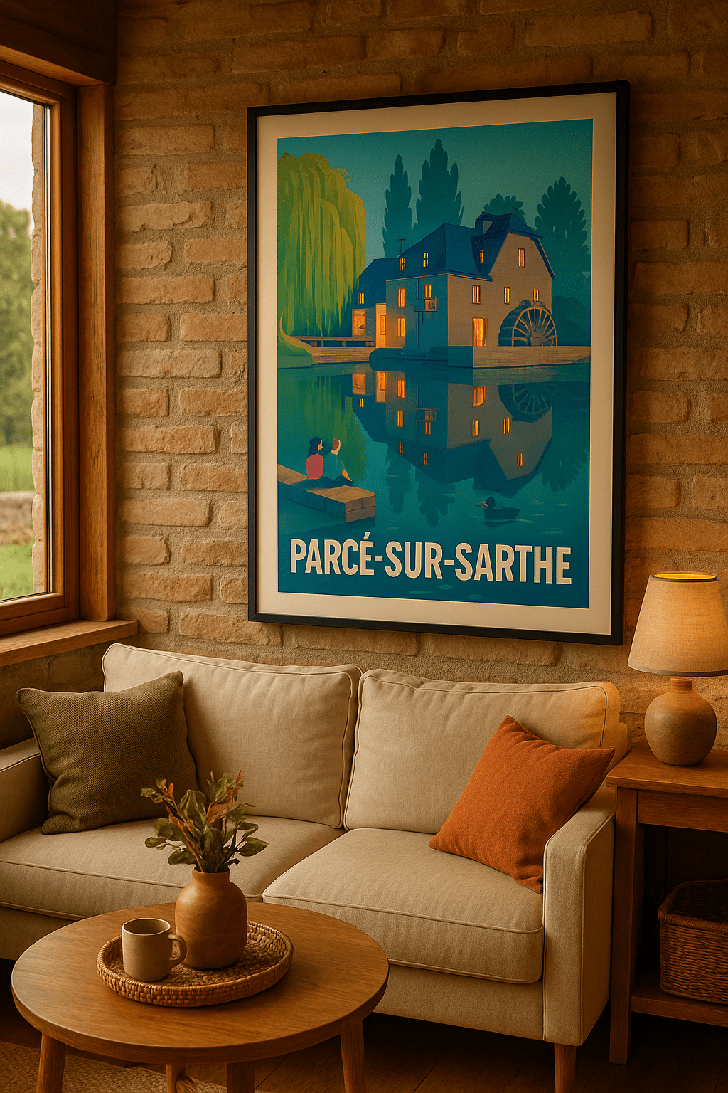 Sarthe France Affiche de Parcé-sur-Sarthe - Sérénité au fil de l'eau