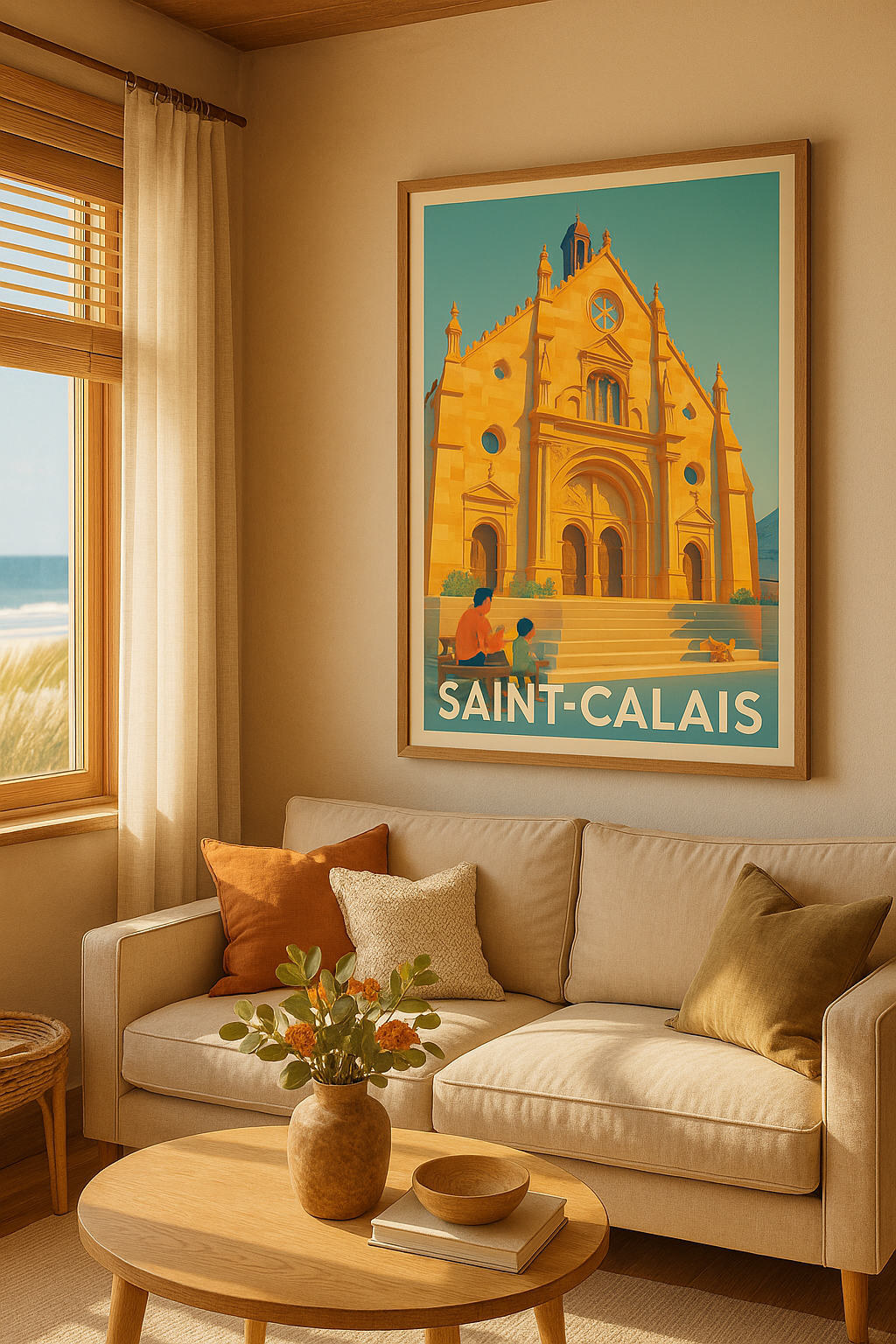 Sarthe France Affiche de Saint-Calais - L'élégance intemporelle de son église